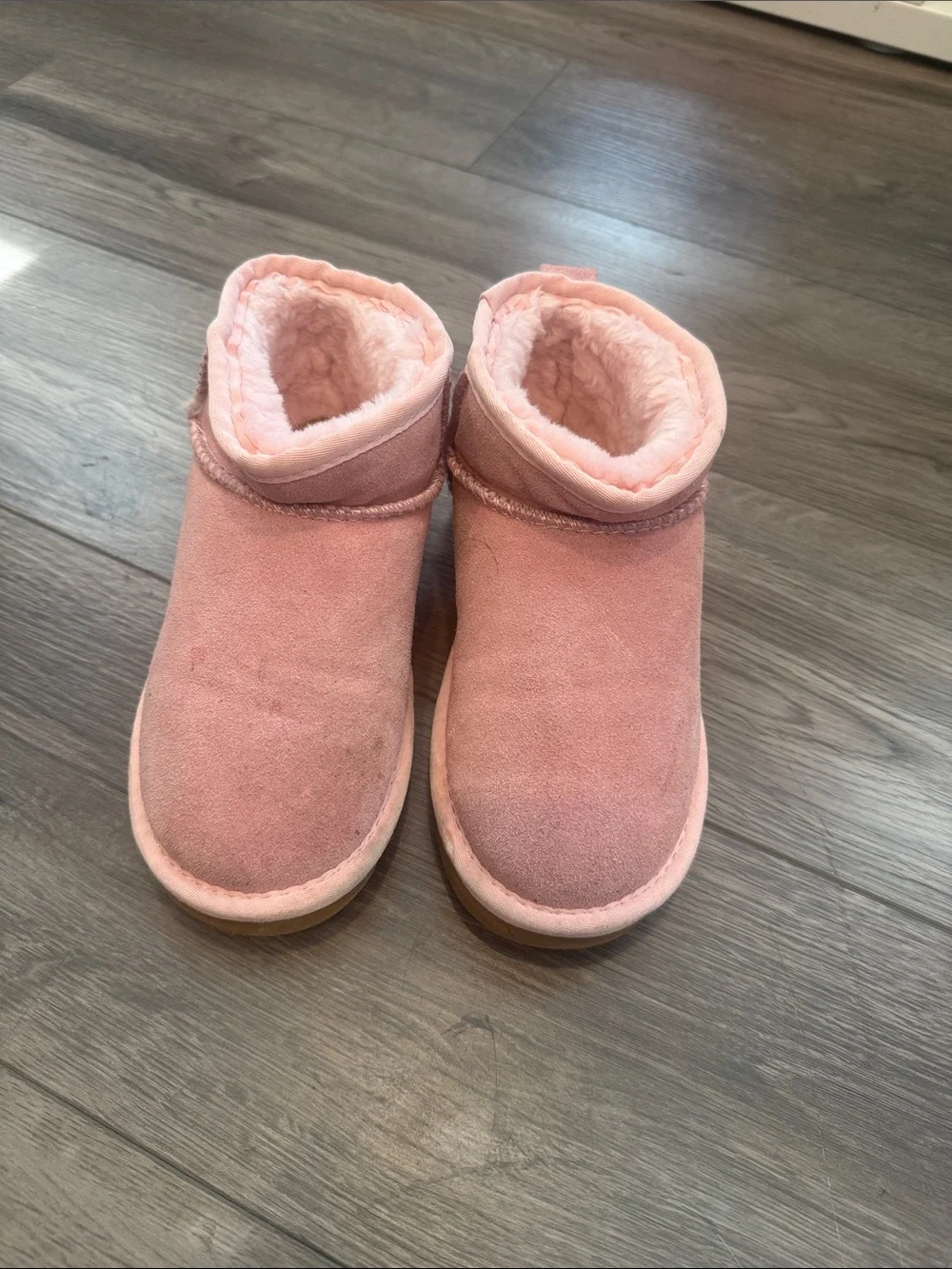 UGG Pink Suede Shearling Ankle Booties